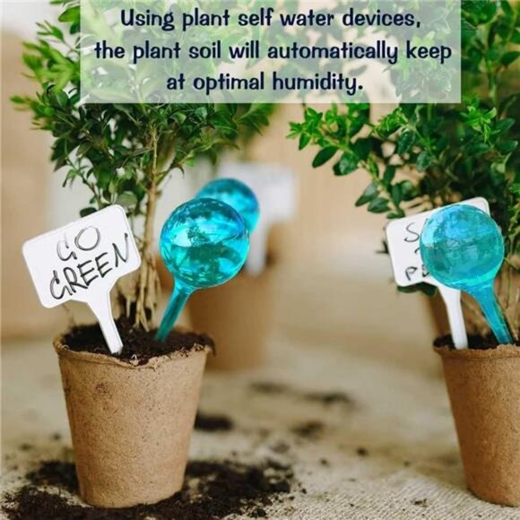 Plant Watering Stakes, Large 12pcs Flower Automatic Watering Bulbs,Plastic Globe - Picture 2 of 7